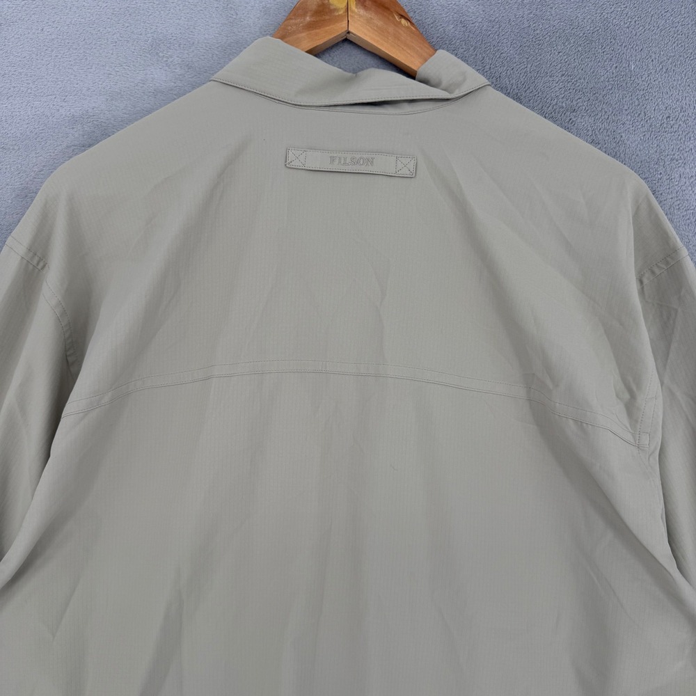 Filson Ultra-Light Shirt Mens Medium Sandbar Tan Ripstop Long Sleeve Polo NEW - Picture 8 of 15